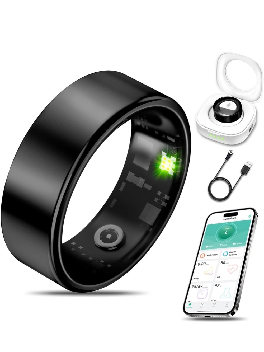 NIB Smart Health Ring,Milavan,Fitness Tracker,Waterproof,iOS/Android,Black,Sz 13